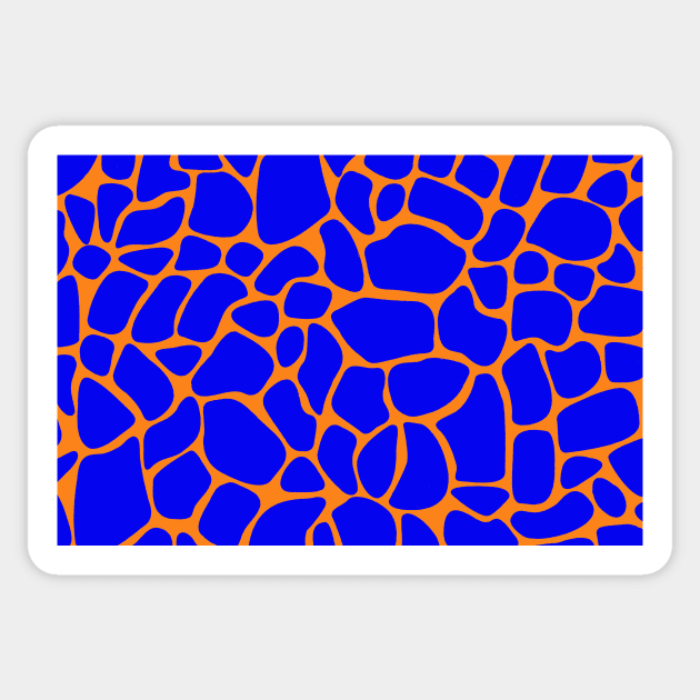 Giraffe Print Blue and Orange Sticker by BeastieToyz